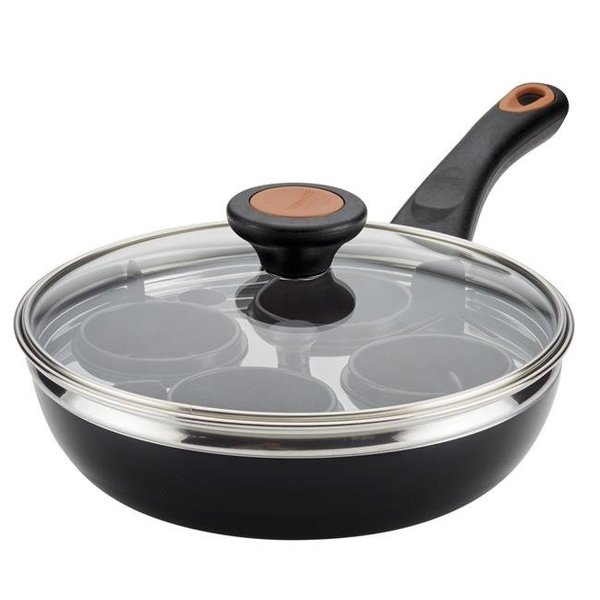 Farberware Farberware 10654 Glide Copper Ceramic Nonstick Covered Egg Poacher; 8 in. - Black 10654